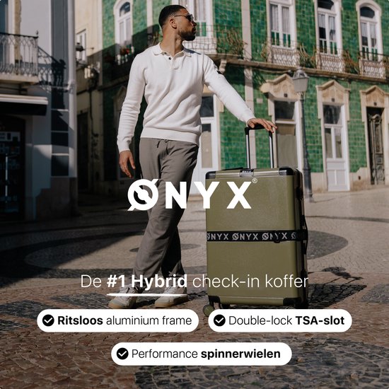 ONYX Check-in Koffer 65 Liter - Reiskoffer met TSA slot - Spinner wielen - Lichtgewicht Trolley - Aluminium sluiting - Olive groen