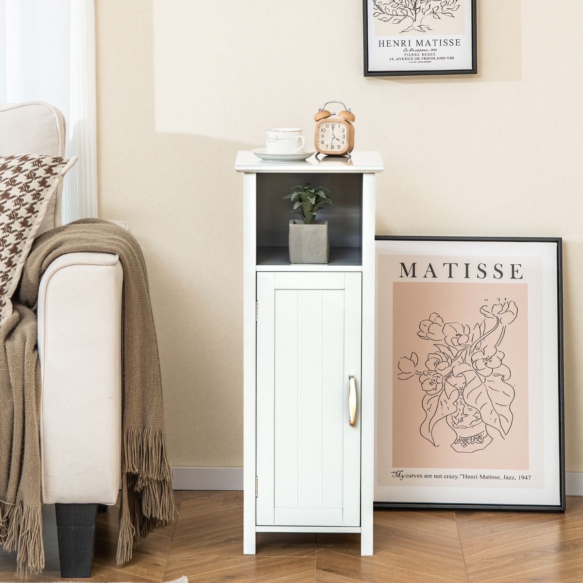 Coast Vloerkast met Deur en Verstelbare Plank – Wit – 30 x 30 x 80 cm – Multifunctionele Opbergkast voor Slaapkamer, Keuken, Badkamer en Woonkamer