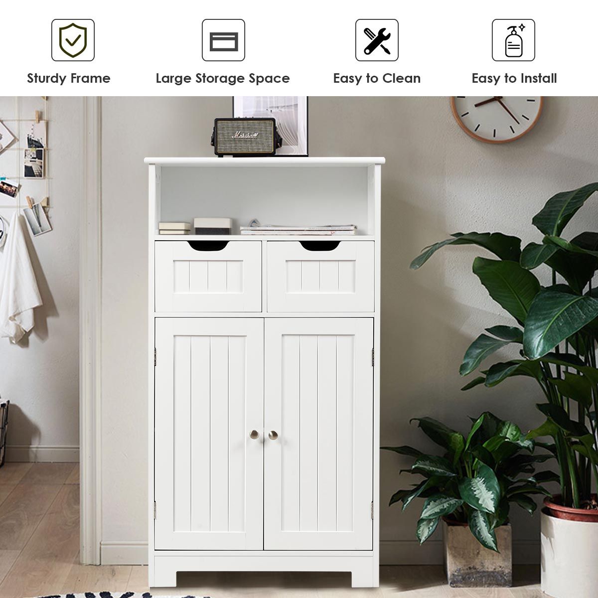 Coast Badkamerkast - met open plank - 2 deuren en 2 verstelbare lades - wit