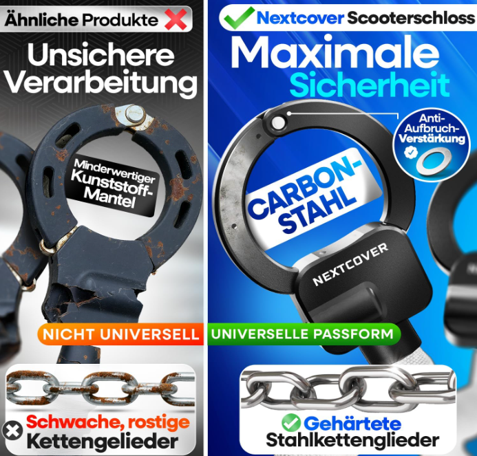 NEXTCOVER E-scooterslot met handboeienmodel - 90 cm - Staal - Reflecterend