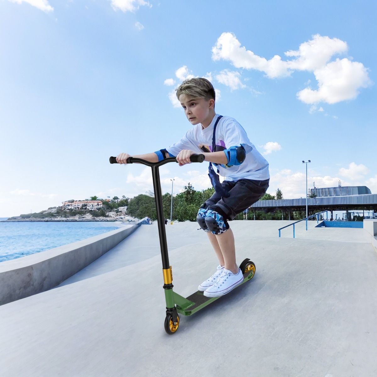 Coast stuntstep - 360 graden stuur - aluminium deck - groen