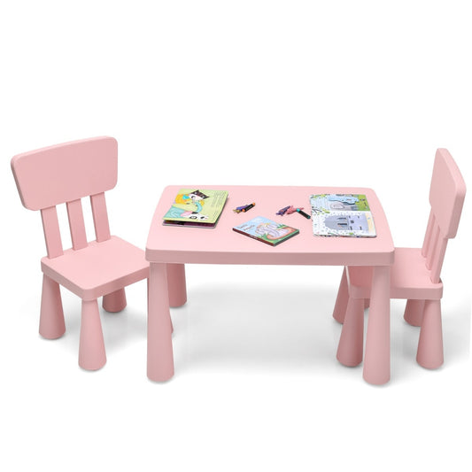 Coast Kindertafel en 2 Stoelen Set - Lichtgewicht & Stevig (Max 50 kg) voor Leeftijd 1-7 - Tafel 76,5 x 54,5 x 49,5 cm - PP Kunststof - Roze