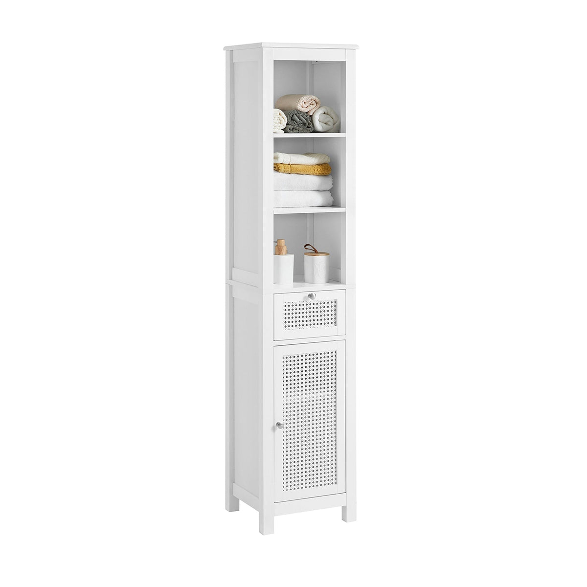 SoBuy Kast - Hoge kast - 1 lade - 3 planken - 35 x 32 x 161 cm - Wit