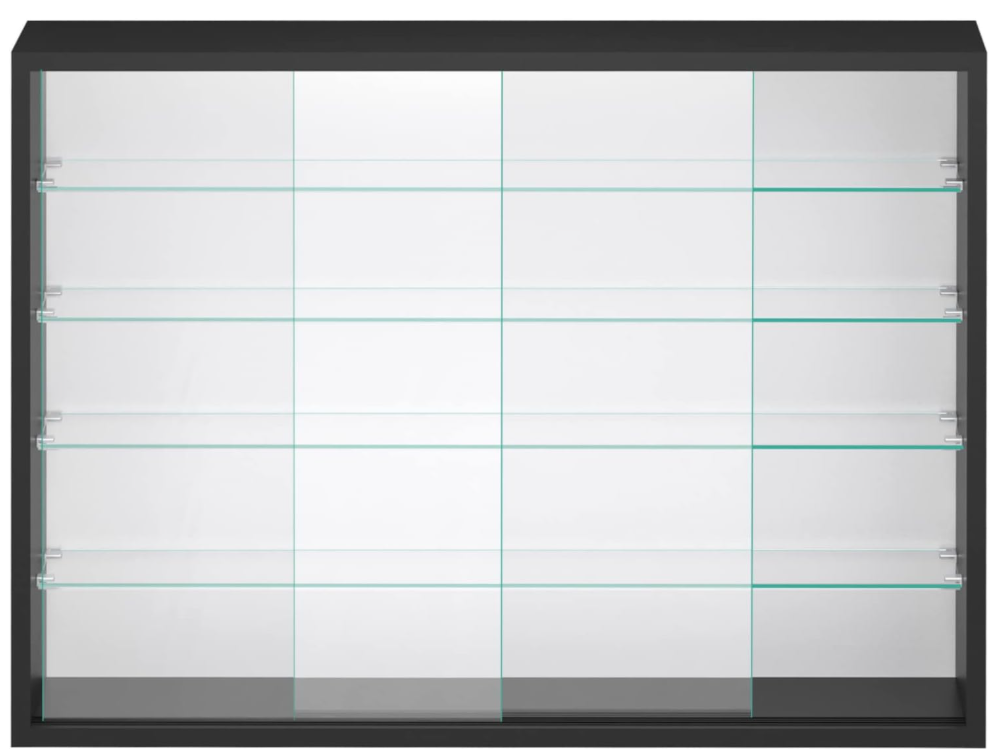 VDD Vitrine - Wandvitrine met Schuifdeuren - 75 x 55 x 14 cm - Zwart