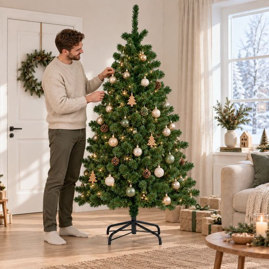 Arti Casa Kunstkerstboom 180 cm - Kunst Kerstboom met Boom Voet - 650 Takken - Kerstdecoratie voor Binnen - Groen