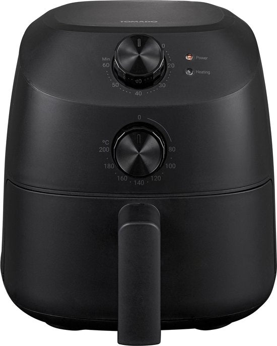 Tomado TAF2001B - Mini Airfryer - 2 liter inhoud - Voor 1 of 2 personen - Kleine Heteluchtfriteuse - PFAS vrij - Zwart