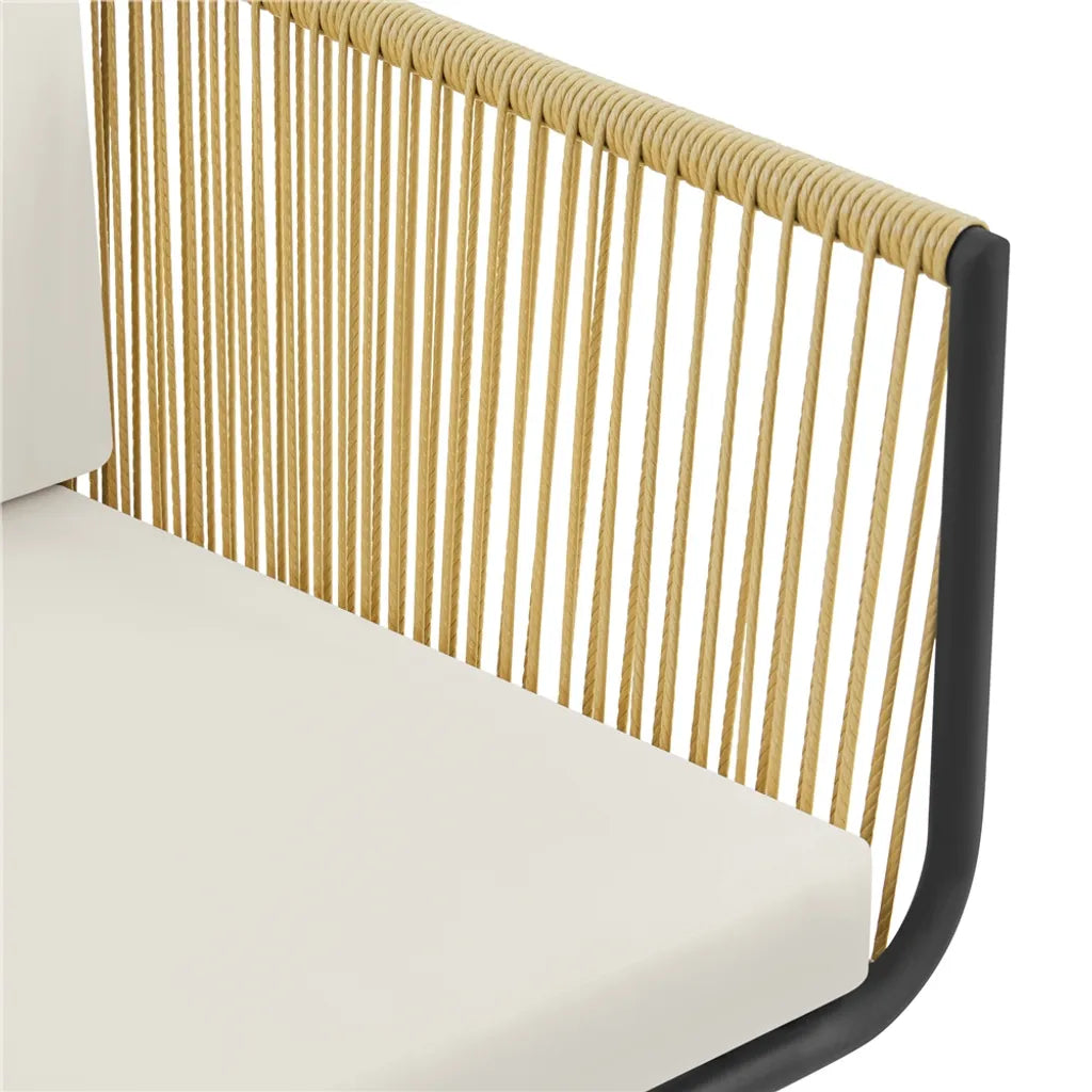 Yaheetech Tuinmeubelset 3-delig - Lichtbruin/Crèmewit - Polyrattan Balkonset met Ronde Bijzettafel en Zit- & Rugkussens