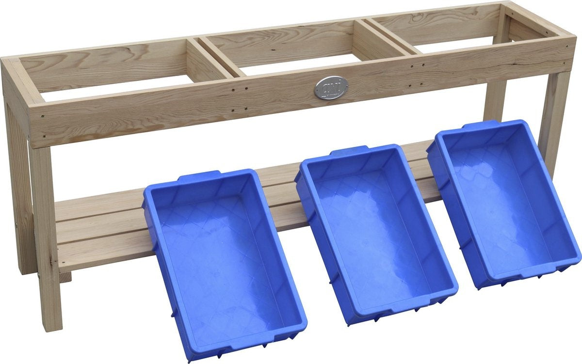 AXI Activiteiten Tafel in Naturel Bruin met 3 Blauwe Bakken  - Multi-inzetbare kindertafel voor diverse activiteiten