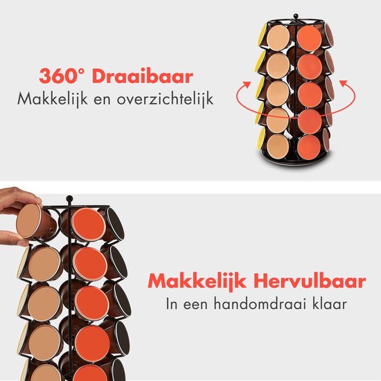 KitchenBrothers Capsulehouder - Koffiecups houder - Geschikt voor Dolce Gusto - 35 Cups - Draaibaar - Zwart