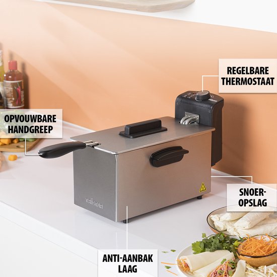 Tristar Frituurpan 3 liter - FR-6946 - Frituese 2000W - Koud zone - RVS