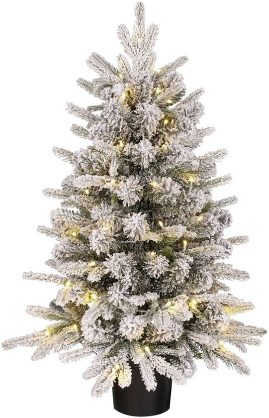 Black Box Trees Kunstkerstboom Grimshaw met Sneeuw H90 x D61 cm - Kunstboom met Pot - Kunstkerstboom voor Binnen - 120 Tips - Groen