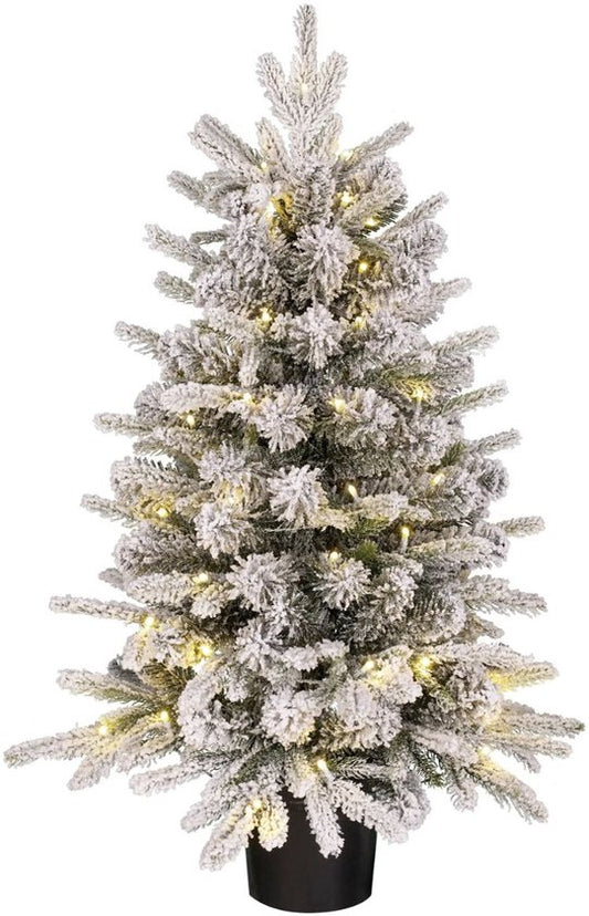 Black Box Trees Kunstkerstboom Grimshaw met Sneeuw H90 x D61 cm - Kunstboom met Pot - Kunstkerstboom voor Binnen - 120 Tips - Groen