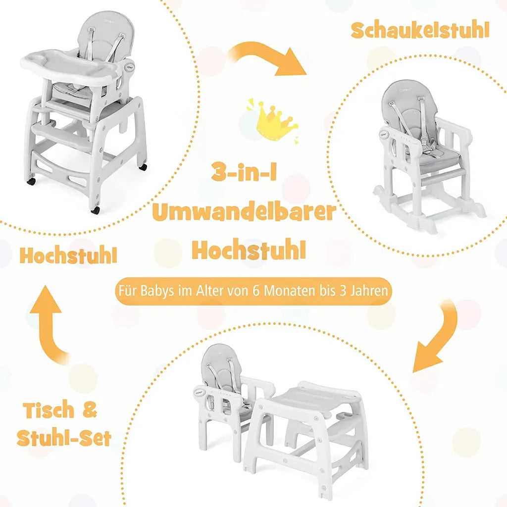 Coast 3 in 1 babystoel Hoge stoel & eetstoel & kinderzitje Groep 62 x 51 x 104 cm grijs