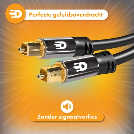 Drivv. Premium Toslink Optische Kabel - Optische Audiokabel - Soundbar - Male to Male - 2 meter - Zwart
