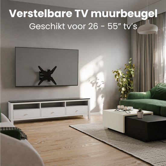 Auronic TV Beugel - 26 t/m 55 inch - TV Muurbeugel - Draaibaar en Kantelbaar - Tot 40 KG - VESA 400mm x 400mm - Voor o.a. 43" & 55" - Zwart