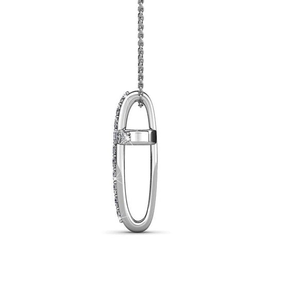 Yolora Dames Ketting met Kruis Hanger en Kalpa Camaka Kristallen - Zilver kleurig - 18K Witgoud Verguld - Cadeauverpakking