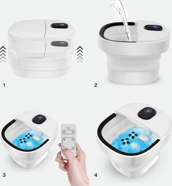Niceey Voetenbad ZD3000 – Infrarood Massage, Bubbelfunctie, Opvouwbaar, 14L, Afstandsbediening, Tot 48°C – Wit