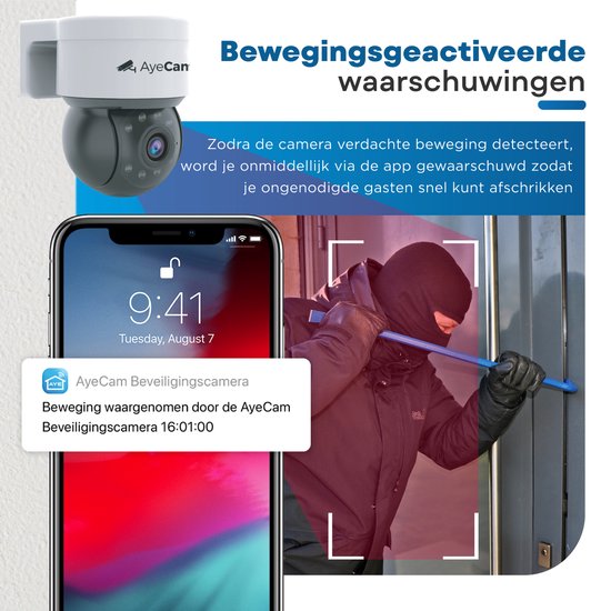 AyeCam Beveiligingscamera voor Buiten - 360PRO - FULL HD - Bewakingscamera - Incl. 32GB SD