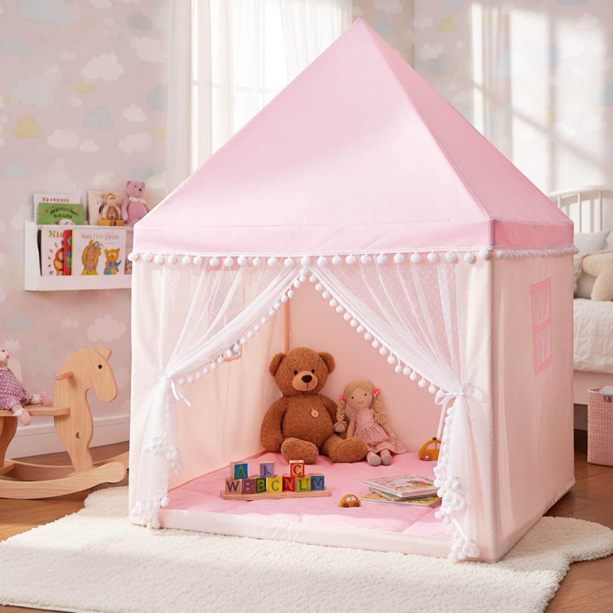 Coast Kinderspeeltent - speelhuis - houten frame - roze