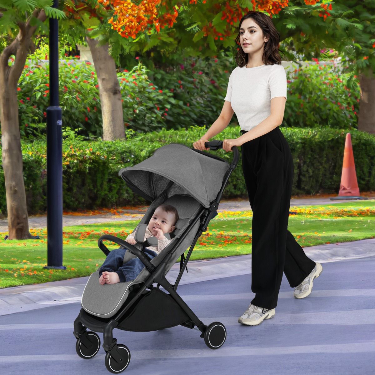 Coast Kinderwagen - lichtgewicht en compact - éénhandig inklapbaar - zwart - 97 x 49 x 103 cm