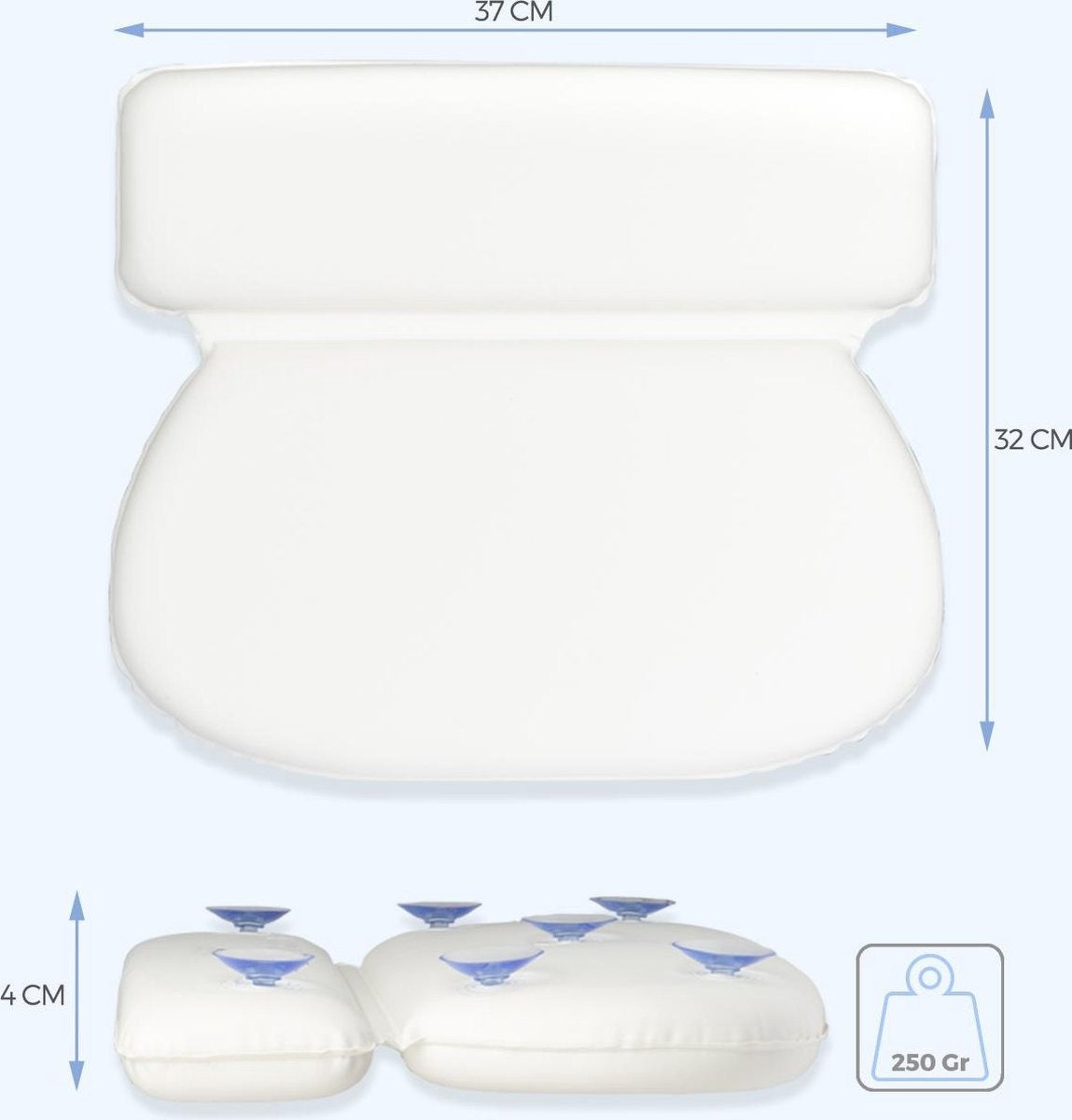 LifeGoods Badkussen - met Anti Slip Zuignappen - voor in Bad en Jacuzzi - Wit