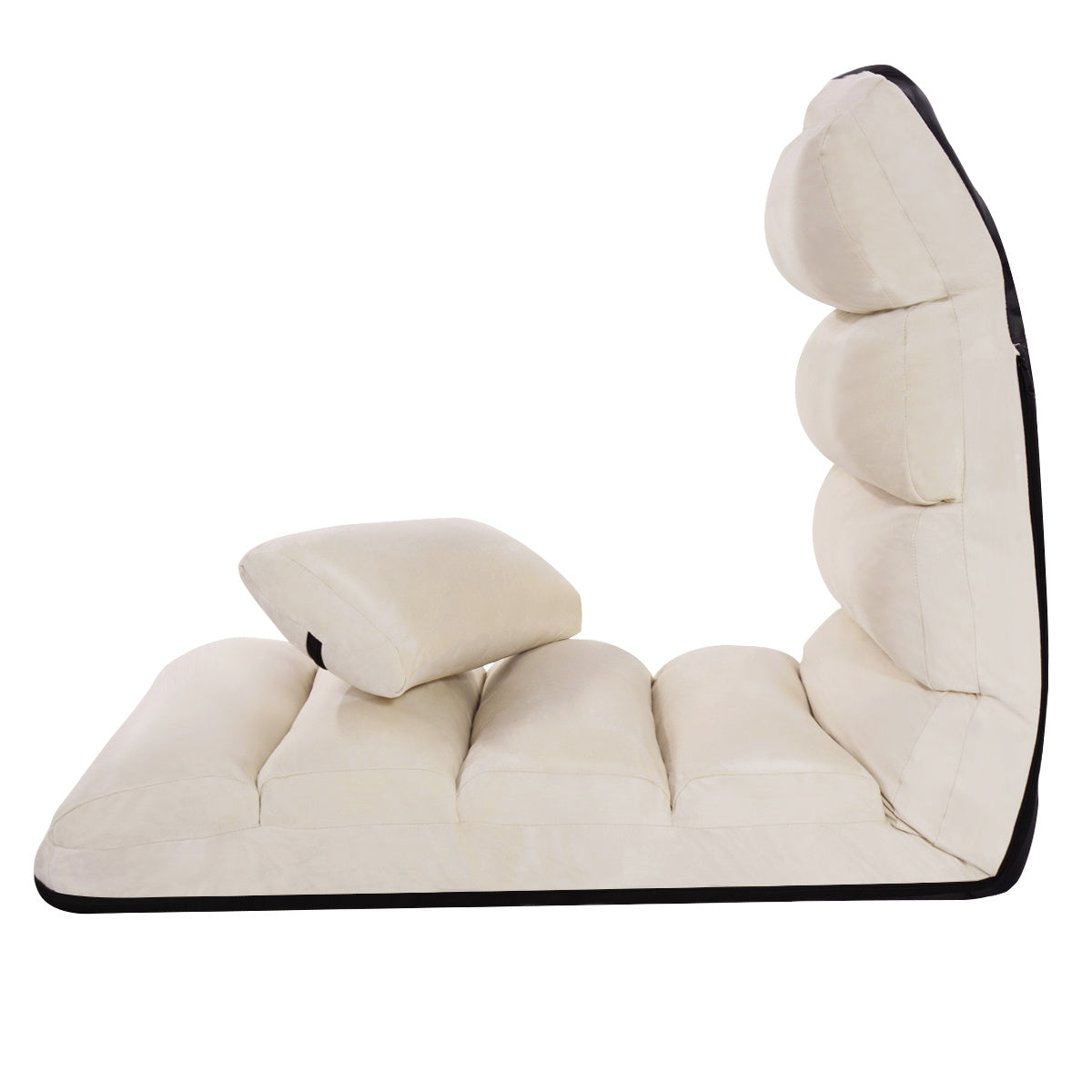 Coast vloerstoel 5-weg verstelbare suede kussenstoel 175 x 55 x 20 cm beige