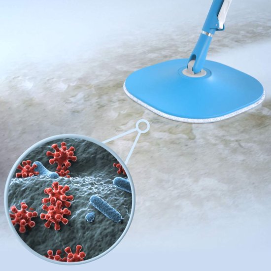 Livington Clean Water Spin Mop friswater-dweilsysteem inclusief reiniger en pads - scheidt vuil water van schoon water - Dweilmop voor elke vloer - 360° draaibare dweilkop - Mail Order Edition