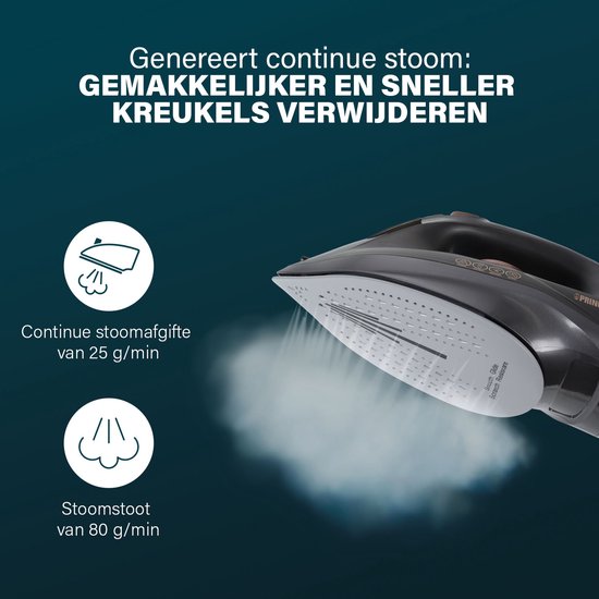 Princess 322890 Stoomstrijkijzer - 2600W - Keramische strijkzool - Verticaal strijken - Zelfreinigend - 220ml watertank - Snel warm - druppelstop
