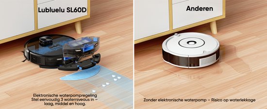 Lubluelu SL60D Robotstofzuiger met LDS9.0 LiDAR – 4000Pa Zuigkracht – 2-in-1 Stofzuiger & Dweil – App & Spraakbesturing