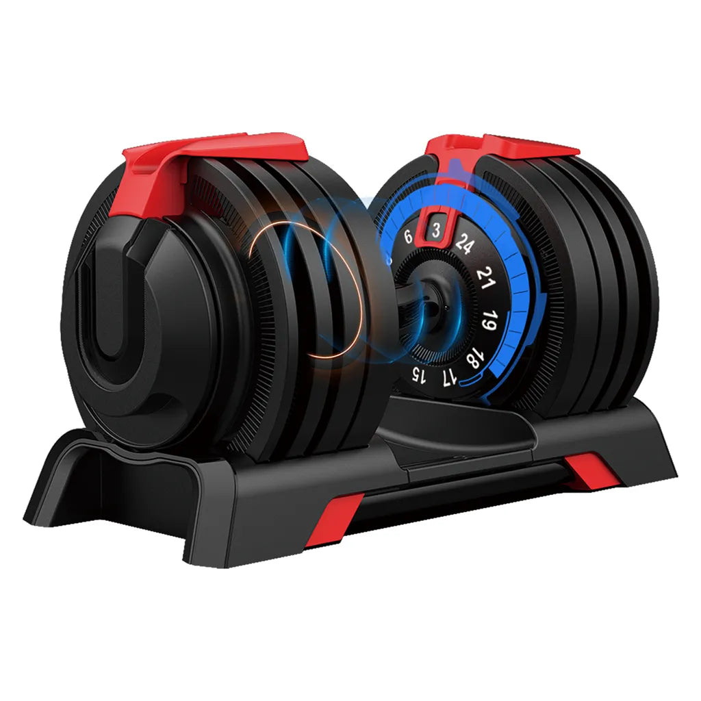 DH FitLife Verstelbare Halterset 2x 24 kg - 3-24 kg per halter - Zwart - Gietijzer - 12-in-1 systeem
