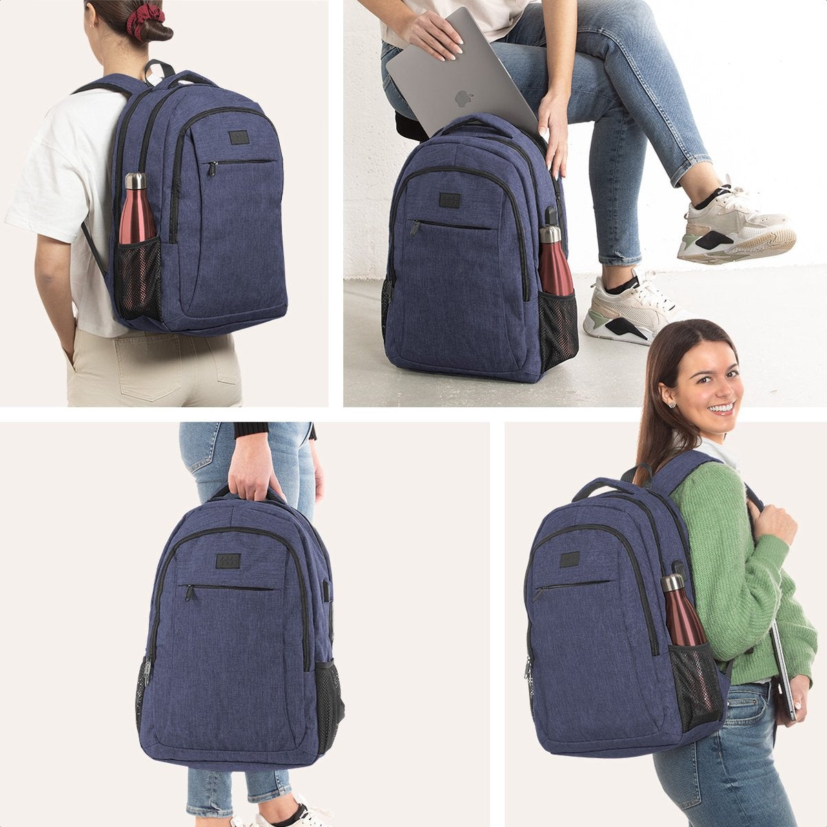 TRVLMORE Rugzak - 36L - 17,3 inch - Laptop Rugtas - Schooltas - Unisex - Spatwaterdicht Blauw