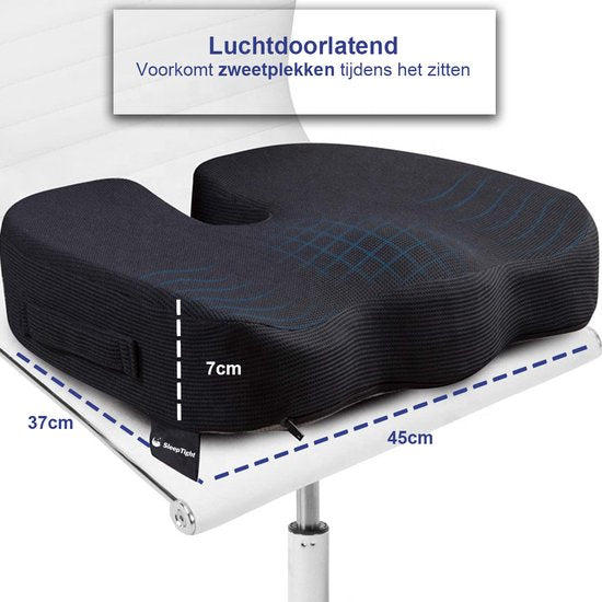 Sleeptight Zitkussen - Orthopedisch - Stuitkussen - Ergonomisch - Stoelverhoger - 45cm