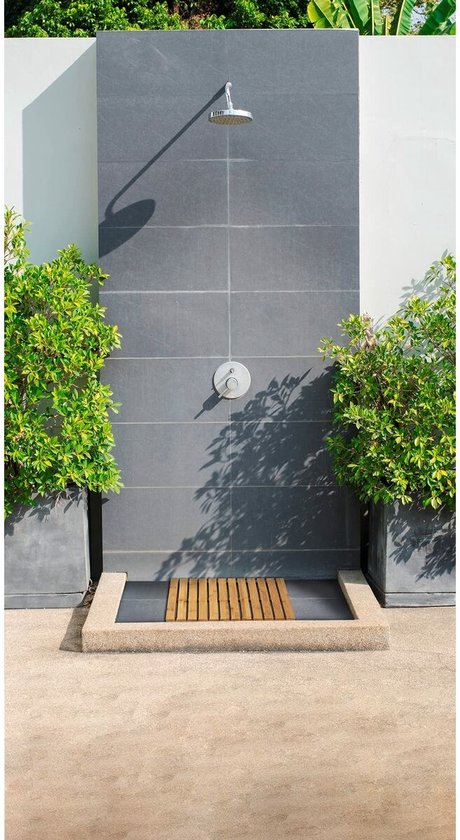 WENKO Douchevlonder 50x50cm bamboe - FSC hout - Badmat Indoor & Outdoor - Douchemat