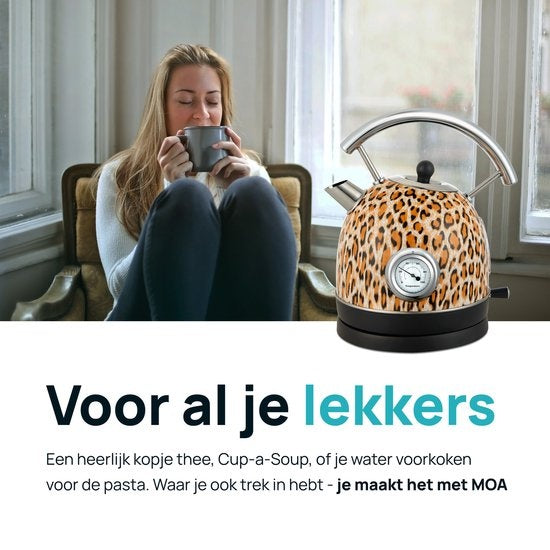 MOA Waterkoker Retro - 1.8L - RVS - BPA vrij - 2200W - 275x23.50x19.50 cm - Panterprint