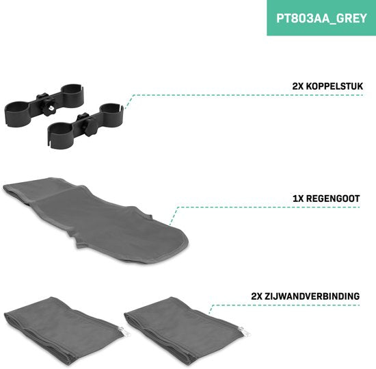 VONROC Partytent Koppelsysteem – Voor Premium Partytent PT501XX - Grijs