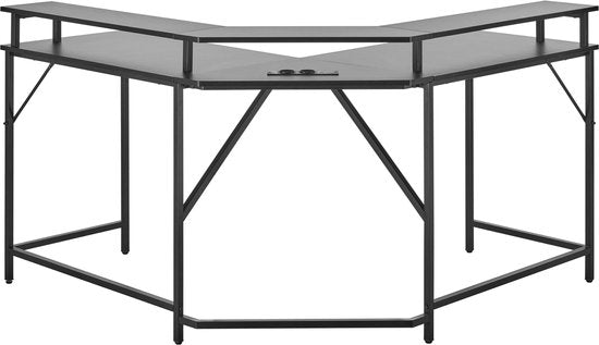 Hoekbureau - game bureau - L vormig bureau - USB en USB C poort en stroomsnoer aansluiting in bureaublad - LED verlichting - 130 x 130 x 50 cm bureaublad