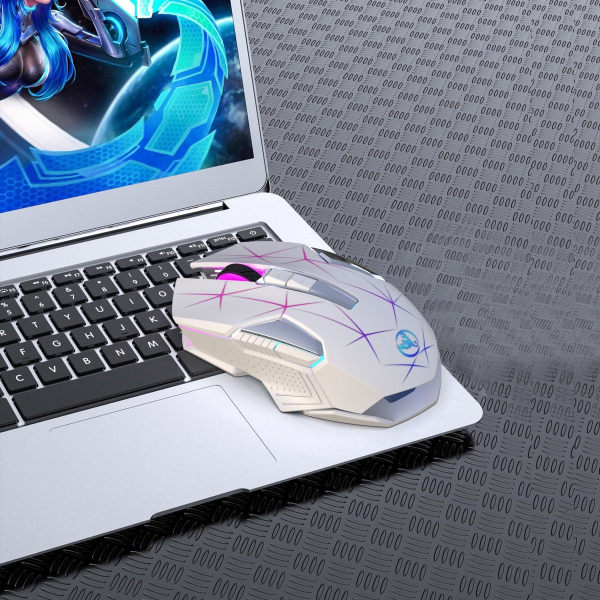HXSJ T300 2.4G Draadloze Gaming Muis - Computermuizen - Ultra licht - Compact Voor Onderweg - RGB Verlichting - Wit