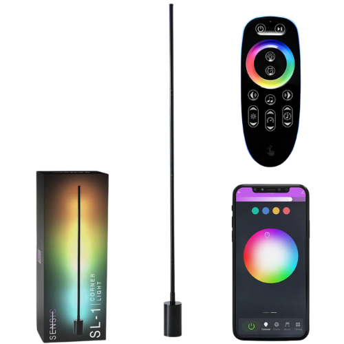 Sensic SL-1 Hoeklamp met Afstandsbediening - RGB & Wit Licht - Smart Vloerlamp - Staande Lamp - App Besturing - Zwart