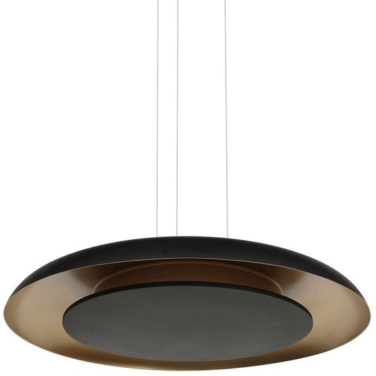 Hanglamp Golden Veil 4332ZW - Moderne zwarte hanglamp met gouden binnenzijde, hoogte instelbaar tot 125 cm, met ingebouwde LED-verlichting - Steinhauer