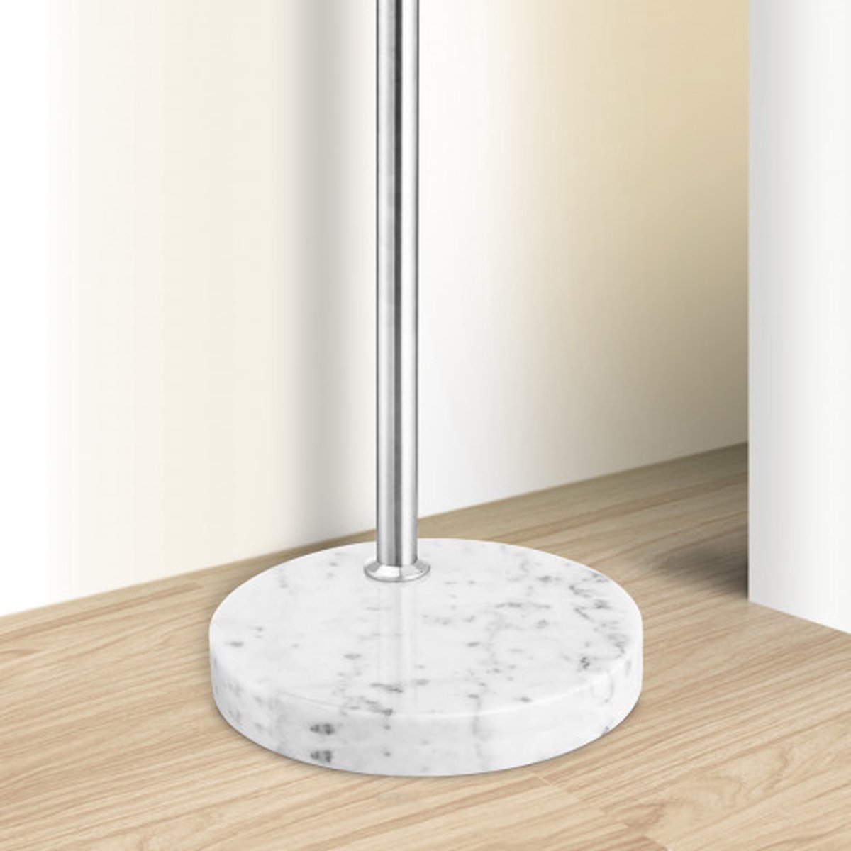 Monzana Retro Design Booglamp - Staande Vloerlamp - Verstelbaar 190-210 cm - Opaalwit - Zilver