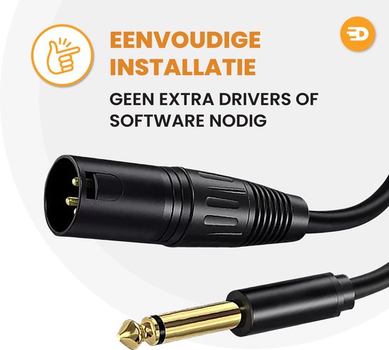 Drivv. Premium XLR Kabel - XLR Male naar 6.35 mm jack male - Stereo Jack - 3 meter