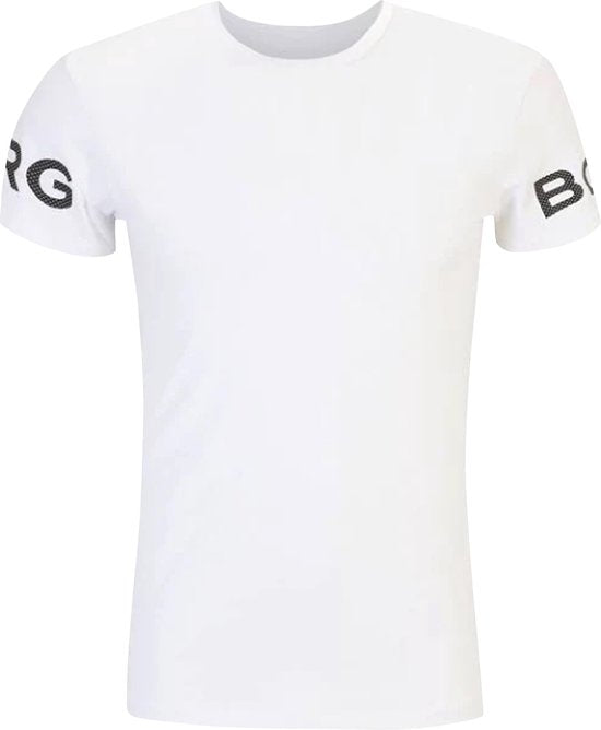 Björn Borg Sportshirt Heren Korte Mouw - Wit - Gerecycled Polyester - Maat L