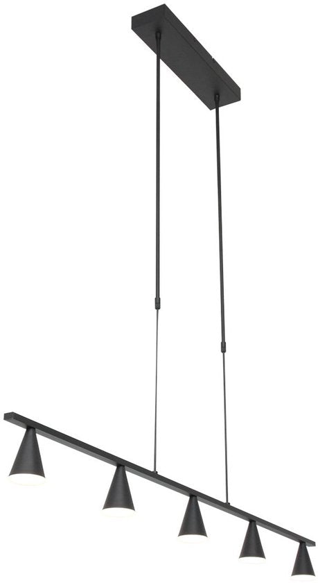 Hanglamp Vortex 3066ZW Zwart 5 lichts lichtkleur instelbaar in hoogte verstelbaar kunststof/metaal Steinhauer