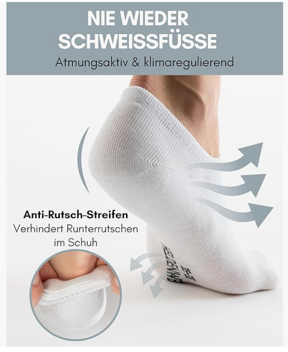 HELDENWERK - Enkelsokken & Sneakersokken - 10 Paar - Wit Katoen - Ademend & Naadloos - Maat 47-50 - Anti-Slip & Extra Comfort - Unisex