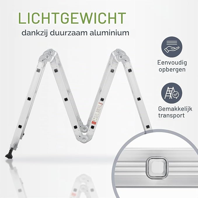 Multifunctionele Ladder 4-in-1 – 4x3 Treden – Aluminium & Staal – Tot 150 kg – EN 131-4