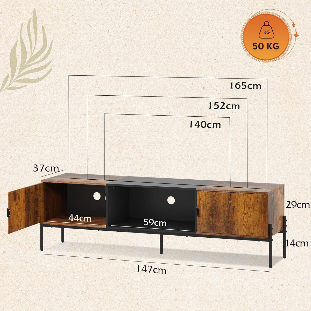 WLIVE tv-meubel met open vakken - 147 × 37 × 43 cm