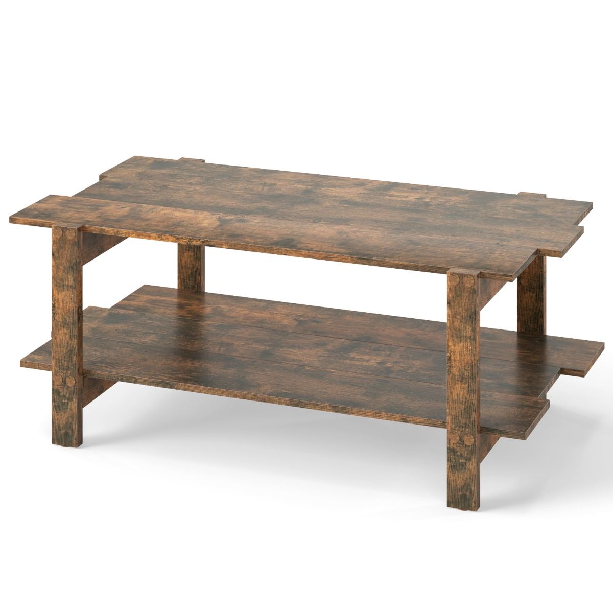 Coast Salontafel - 2 niveaus - met opbergplank - walnoot/zwart - 115 x 59 x 46 cm