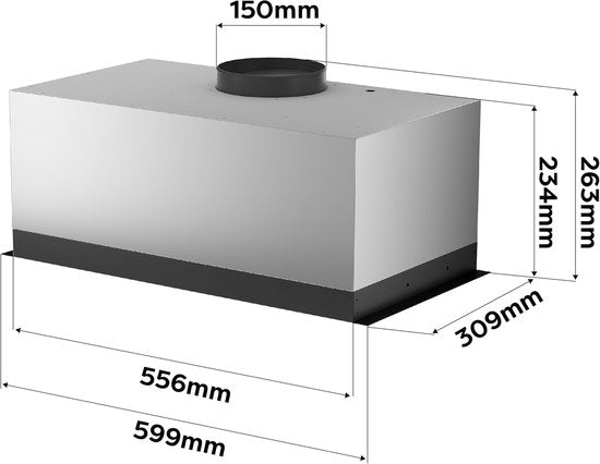 CIARRA CBCB6926A inbouw afzuigkap 60 cm - 650 m³/h - zwart - A+++