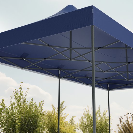 LifeGoods Partytent - Paviljoen - Easy Up - Opvouwbaar - Waterdicht - Met Draagtas - 300 x 600 cm - Donkerblauw