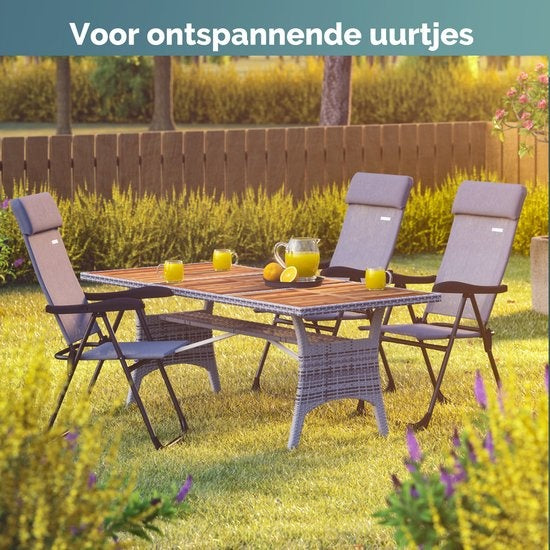 Casaria Tuinstoel 2St. - Opvouwbaar 7 x Verstelbaar – Grijs/Gemeleerd